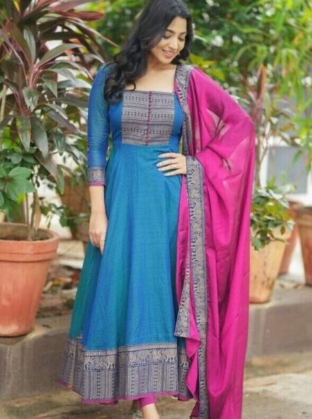  Vichitra Fabric beautiful gown With Duppta