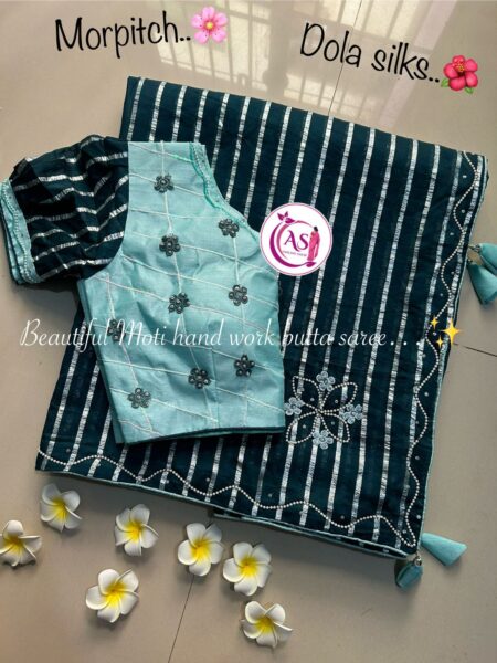 Designer wedding wear saree with stitched blouse