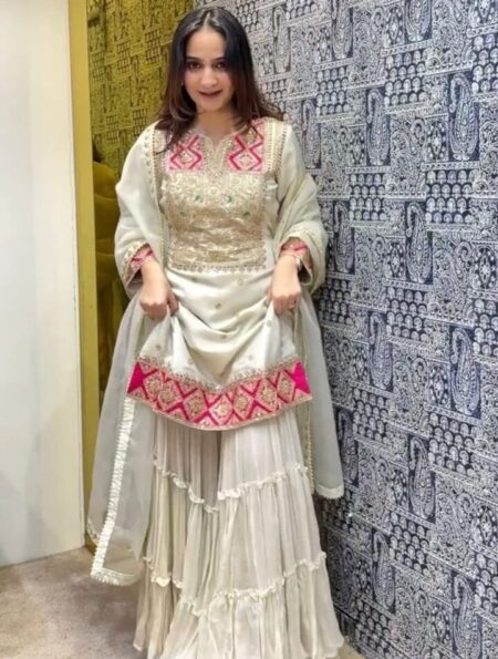 PREMIUM DESIGNER READYMADE TOP SARARA PLAZZO & DUPATTA