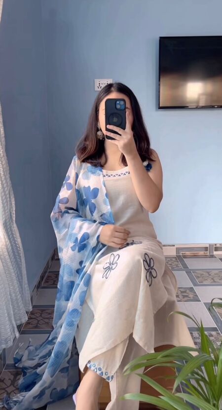 Reyon Slub beautiful suit set and duppta